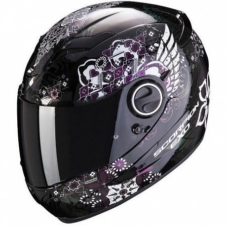 Мотошлем Scorpion Exo-490 Divina, цвет Черный/Фиолетовый Хамелеон/Белый M