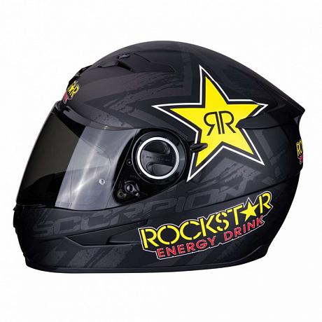 Мотошлем Scorpion Exo-490 Rockstar, цвет Черный Матовый/Желтый/Красный S