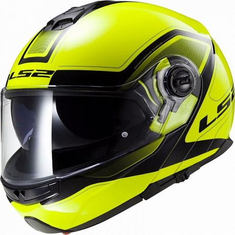 Снегоходный шлем модуляр с электростеклом LS2 FF325 Strobe Electric Snow Civik Hi-vis Yellow Black S