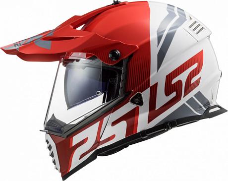 Кроссовый шлем LS2 MX436 Pioneer Evo Evoline красно-белый