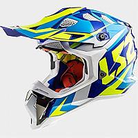 Кроссовый шлем LS2 MX700 Subverter Evo Nimble бело-сине-желтый