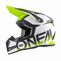 Кроссовый шлем Oneal 5Series Blocker бело-чёрно-желтый флуоресцентный