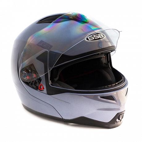 Шлем модуляр с солнцезащитными очками GSB G-339 Grey Met BT XS