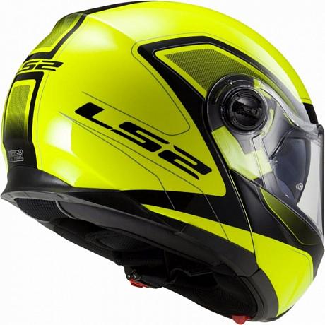 Снегоходный шлем модуляр с электростеклом LS2 FF325 Strobe Electric Snow Civik Hi-vis Yellow Black S