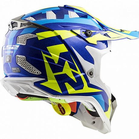Кроссовый шлем LS2 MX700 Subverter Evo Nimble бело-сине-желтый L