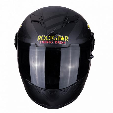 Мотошлем Scorpion Exo-490 Rockstar, цвет Черный Матовый/Желтый/Красный S